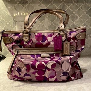 Coach Tote- purple and silver